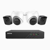 H300 - 3MP 8 Kanal PoE Überwachungskamera-Set mit 2 Bullet Kameras & 2 Turm Kameras, EXIR 2.0 Nachtsicht, Bewegungserkennung, H.265+, IP67 Wetterfest